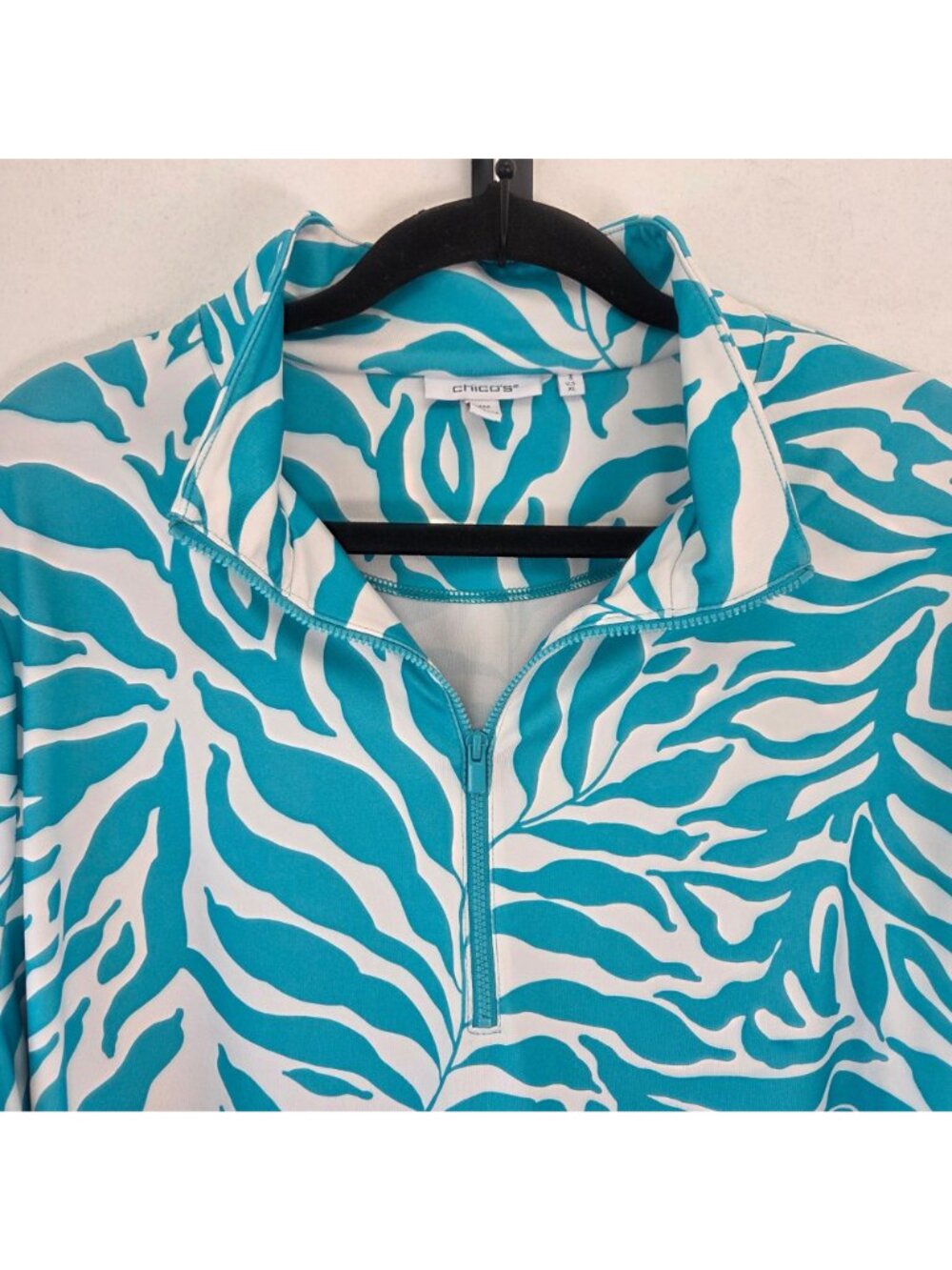 Chico's Zenergy UPF Long Sleeve Half Zip Top Shirt Pullover Teal Women's XL - Picture 4 of 8